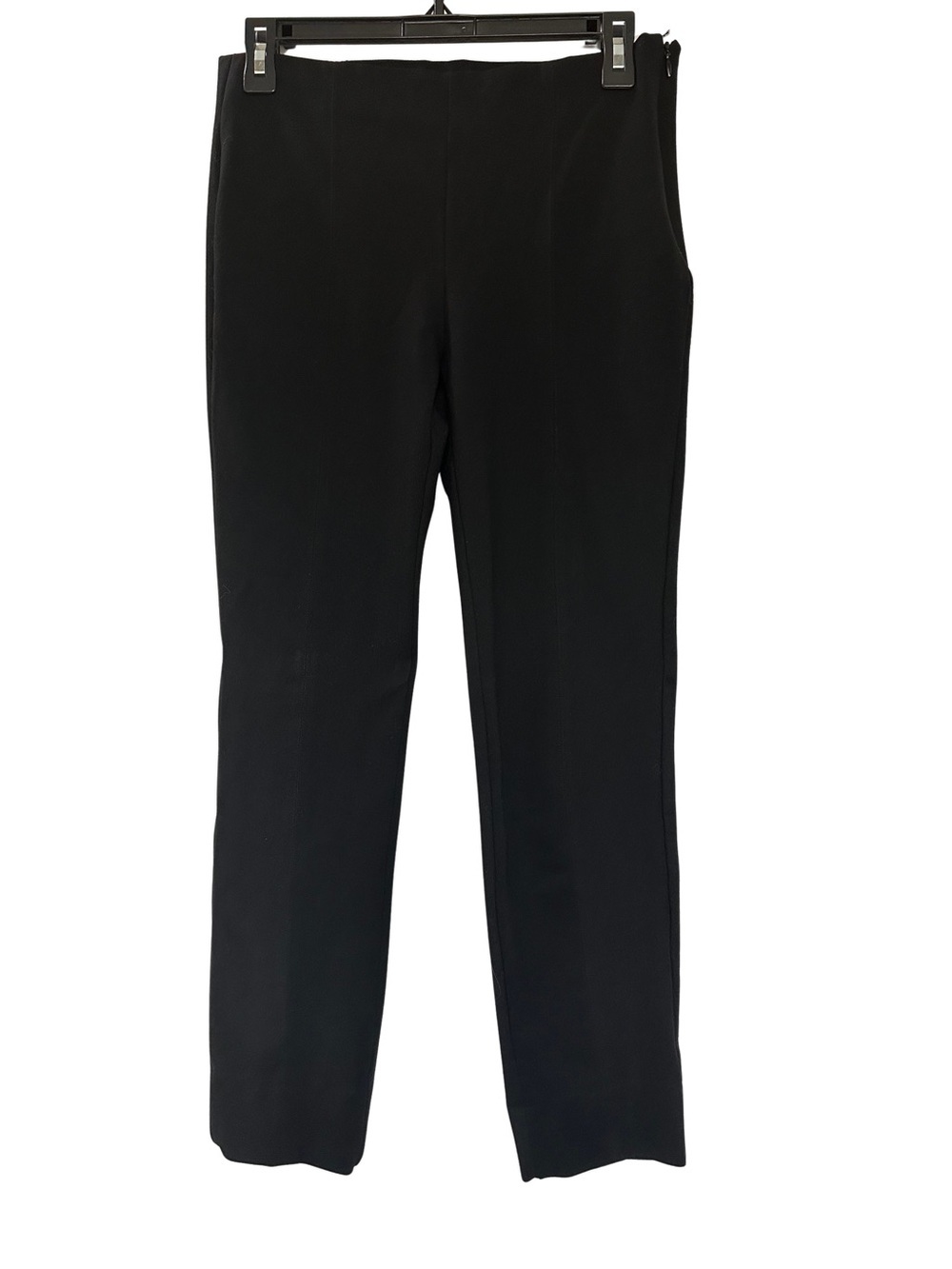 Quince Black Ponte Knit Pants M Straight Leg Side Zip Pull On Office Work